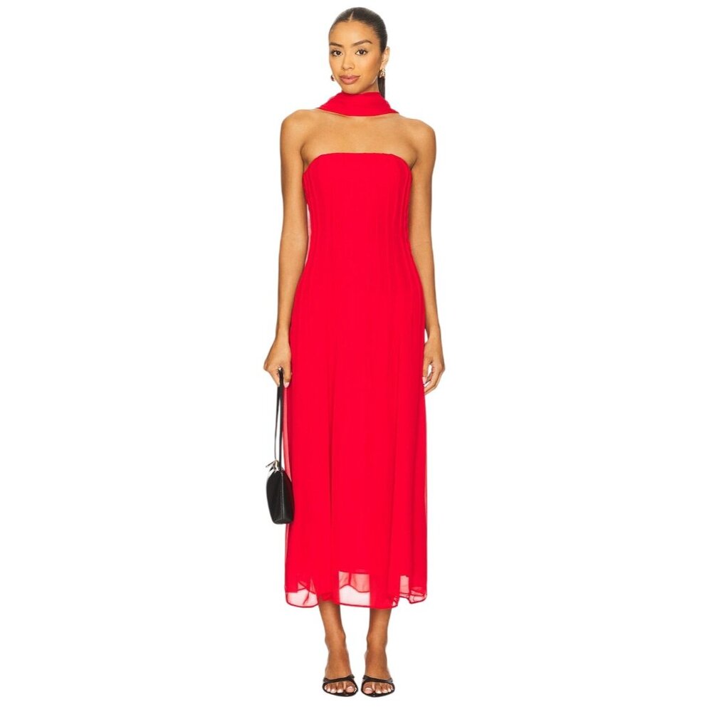 House of Harlow 1960 Strapless Red Midi Dress
